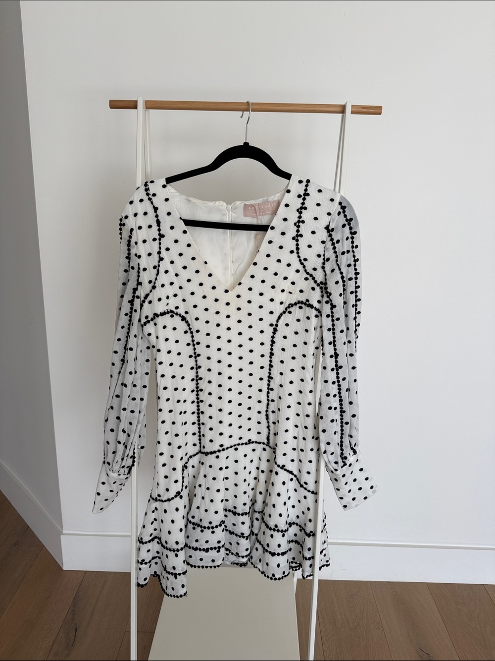 KEEPSAKE the Label White Dress with Black Polka Dots